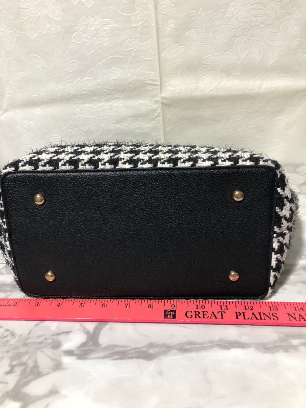 Vintage Cato Hounds Tooth Hobo Handbag Shoulder Bag Black White - Picture 9 of 9